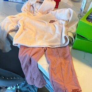 Nike Kids Cream and Pink Jogger Set